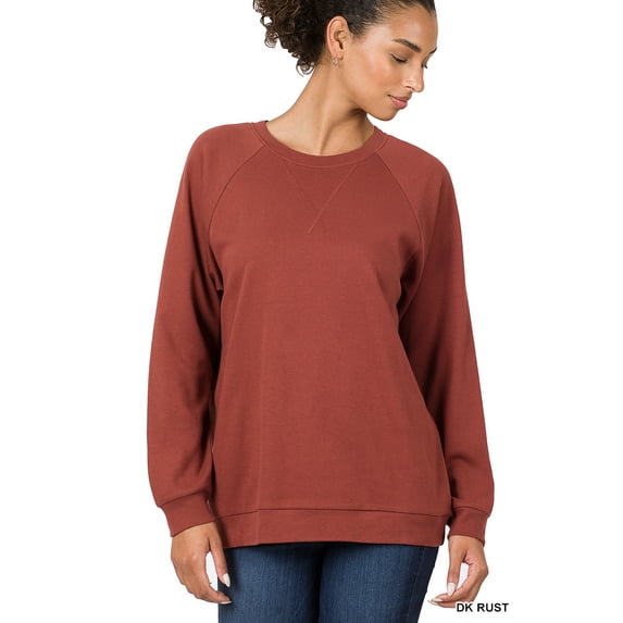Zenana Women & Plus Basic Long Sleeve Round Neck Raglan Pullover Sweatshirts Top