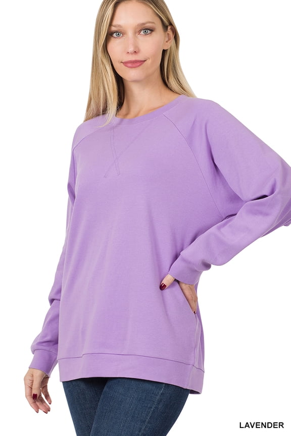 Women & Plus Basic Long Sleeve Round Neck Raglan Pullover Sweatshirts Top