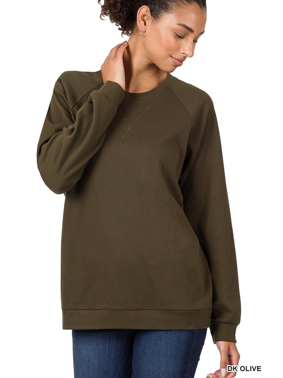 Women & Plus Basic Long Sleeve Round Neck Raglan Pullover Sweatshirts Top