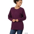 thumbnail image 1 of Zenana Women & Plus Basic Long Sleeve Round Neck Raglan Pullover Sweatshirts Top, 1 of 3