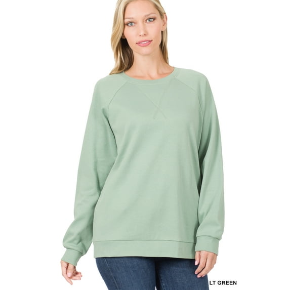 Zenana Women & Plus Basic Long Sleeve Round Neck Raglan Pullover Sweatshirts Top