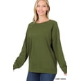 thumbnail image 1 of Zenana Women & Plus Basic Long Sleeve Round Neck Raglan Pullover Sweatshirts Top, 1 of 3