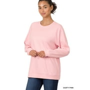 Zenana Women & Plus Basic Long Sleeve Round Neck Raglan Pullover Sweatshirts Top