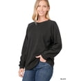 thumbnail image 1 of Zenana Women & Plus Basic Long Sleeve Round Neck Raglan Pullover Sweatshirts Top, 1 of 3