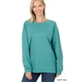 thumbnail image 1 of Zenana Women & Plus Basic Long Sleeve Round Neck Raglan Pullover Sweatshirts Top, 1 of 3