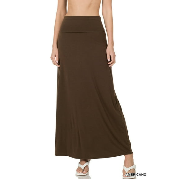 Zenana Women & Plus Basic Relaxed Foldable High Waist Draped Maxi Skirts