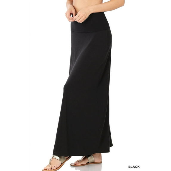 Zenana Women & Plus Basic Relaxed Foldable High Waist Draped Maxi Skirts