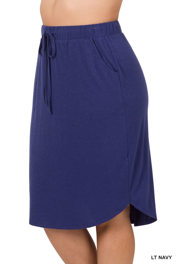 Women & Plus Basic Relaxed Foldable High Waist Draped Maxi Skirts