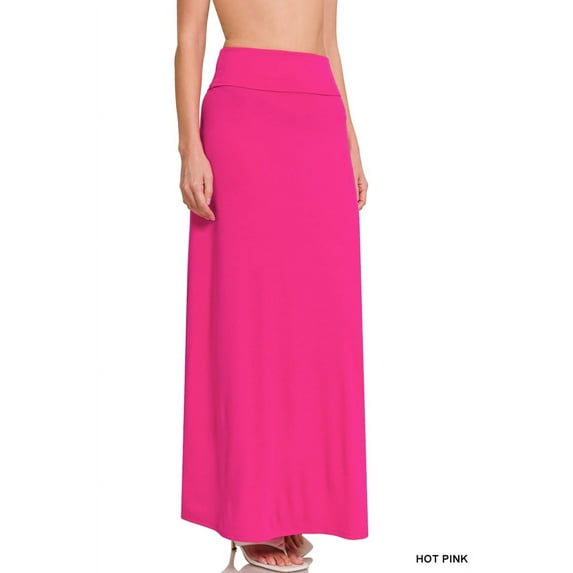 Zenana Women & Plus Basic Relaxed Foldable High Waist Draped Maxi Skirts