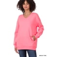 thumbnail image 1 of Zenana Women & Plus Basic Relaxed Long Sleeve V-Neck Sweatshirts w/Side Pockets, 1 of 3