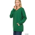 thumbnail image 1 of Zenana Women & Plus Basic Relaxed Long Sleeve V-Neck Sweatshirts w/Side Pockets, 1 of 2