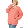 thumbnail image 1 of Zenana Women & Plus Basic Relaxed Long Sleeve V-Neck Sweatshirts w/Side Pockets, 1 of 3