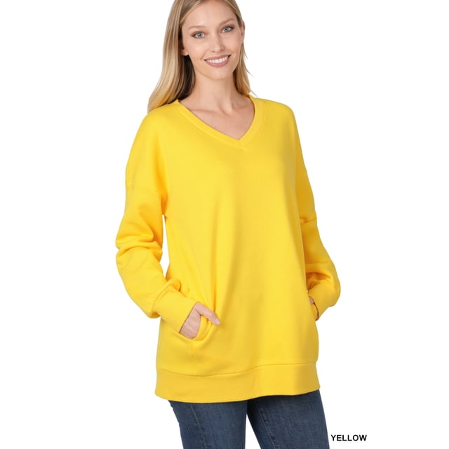 Zenana Fleece Hi-low Boyfriend Sweatshirts with Pockets main image 1