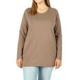thumbnail image 1 of Zenana Women & Plus Basic Round Crew Neck Long Sleeve Stretch Cotton Spandex T-Shirts, 1 of 4