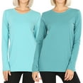 thumbnail image 1 of Zenana Women & Plus Basic Round Crew Neck Long Sleeve Stretch Cotton Spandex T-Shirts, 1 of 4