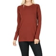 thumbnail image 1 of Zenana Women & Plus Basic Round Crew Neck Long Sleeve Stretch Cotton Spandex T-Shirts, 1 of 4