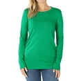 thumbnail image 1 of Zenana Women & Plus Basic Round Crew Neck Long Sleeve Stretch Cotton Spandex T-Shirts, 1 of 4