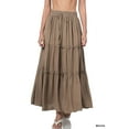 thumbnail image 1 of Zenana Women & Plus Boho Elastic Drawstring Waist Tiered Ruffle A-Line Woven Maxi Skirt, 1 of 4