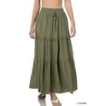 thumbnail image 1 of Zenana Women & Plus Boho Elastic Drawstring Waist Tiered Ruffle A-Line Woven Maxi Skirt, 1 of 3