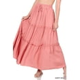 thumbnail image 1 of Zenana Women & Plus Boho Elastic Drawstring Waist Tiered Ruffle A-Line Woven Maxi Skirt, 1 of 3