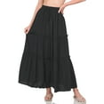 thumbnail image 1 of Zenana Women & Plus Boho Elastic Drawstring Waist Tiered Ruffle A-Line Woven Maxi Skirt, 1 of 3