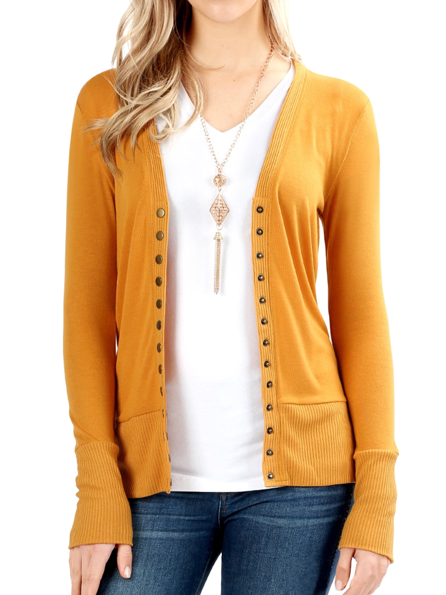 Bell♡ 1028 Zenana Women & Plus Classic Front V-Neck Thin Snap Button