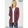 thumbnail image 1 of Zenana Women & Plus Classic Front V-Neck Thin Snap Button Down Long Sleeve Ribbed Knit Cardigan, 1 of 4