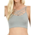 thumbnail image 1 of Zenana Women & Plus Comfort Seamless Crisscross Front Strappy Bralette Sports Bra Top with Removable Pads, 1 of 4