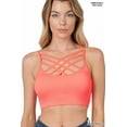 thumbnail image 1 of Zenana Women & Plus Comfort Seamless Crisscross Front Strappy Bralette Sports Bra Top with Removable Pads, 1 of 5