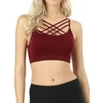 thumbnail image 1 of Zenana Women & Plus Comfort Seamless Crisscross Front Strappy Bralette Sports Bra Top with Removable Pads, 1 of 4