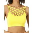thumbnail image 1 of Zenana Women & Plus Comfort Seamless Crisscross Front Strappy Bralette Sports Bra Top with Removable Pads, 1 of 4