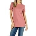 thumbnail image 1 of Zenana Women & Plus Cotton Crew Neck Short Sleeve Relaxed Fit Basic Tee Shirts, 1 of 3