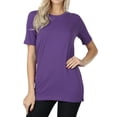 thumbnail image 1 of Zenana Women & Plus Cotton Crew Neck Short Sleeve Relaxed Fit Basic Tee Shirts, 1 of 3