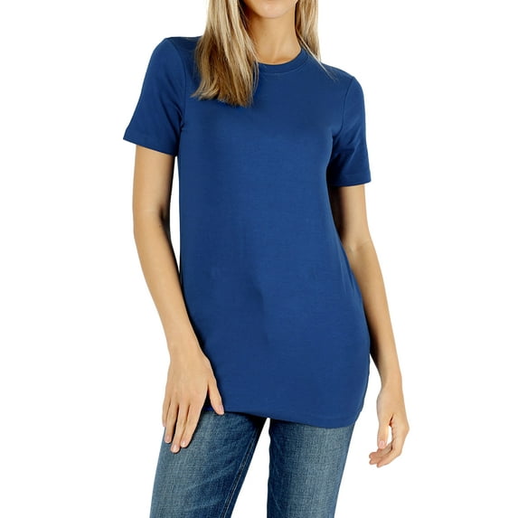 Zenana Women & Plus Cotton Crew Neck Short Sleeve Relaxed Fit Basic Tee Shirts