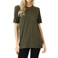 thumbnail image 1 of Zenana Women & Plus Cotton Crew Neck Short Sleeve Relaxed Fit Basic Tee Shirts, 1 of 3