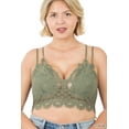 thumbnail image 1 of Zenana Women & Plus Crochet Sexy Lace Bralette Smocking Back Bra with Removable Bra Pads, 1 of 3