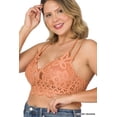 thumbnail image 1 of Zenana Women & Plus Crochet Sexy Lace Bralette Smocking Back Bra with Removable Bra Pads, 1 of 3
