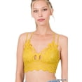thumbnail image 1 of Zenana Women & Plus Crochet Sexy Lace Bralette Smocking Back Bra with Removable Bra Pads, 1 of 3