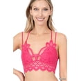 thumbnail image 1 of Zenana Women & Plus Crochet Sexy Lace Bralette Smocking Back Bra with Removable Bra Pads, 1 of 3