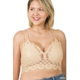 thumbnail image 1 of Zenana Women & Plus Crochet Sexy Lace Bralette Smocking Back Bra with Removable Bra Pads, 1 of 3
