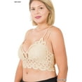 thumbnail image 1 of Zenana Women & Plus Crochet Sexy Lace Bralette Smocking Back Bra with Removable Bra Pads, 1 of 3