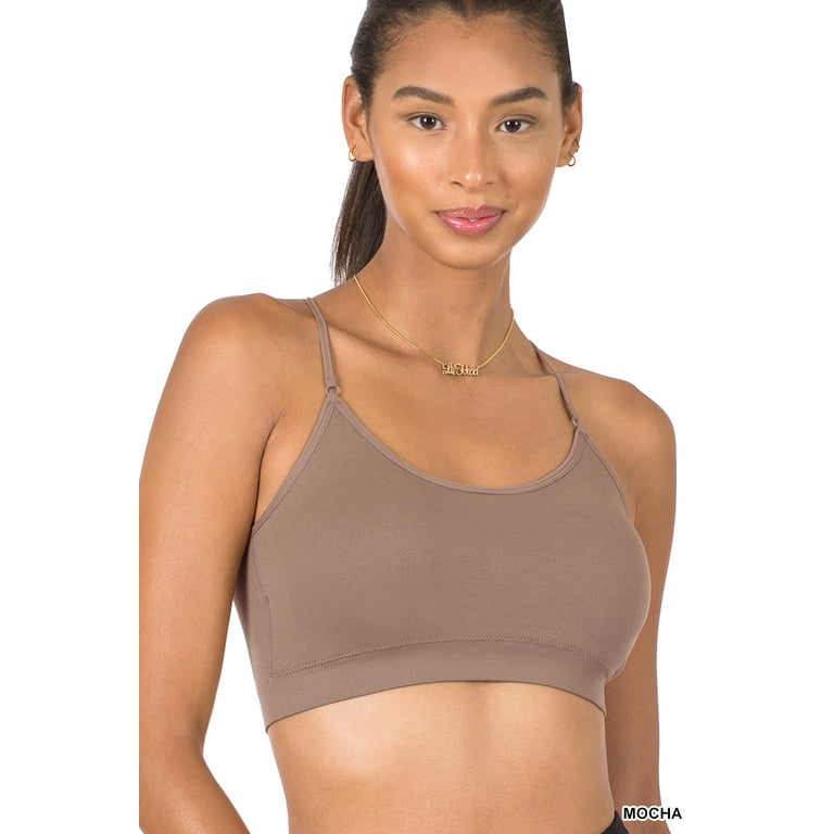 Zenana Women Plus Cross Back Padded Seamless Bralette Sports Bras with Adjustable Strap