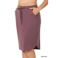 thumbnail image 1 of Zenana Women & Plus Elastic Waist Knee Length Tulip Hem Midi Skirt with Side Pockets & Self Tie Drawstring, 1 of 4