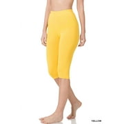 Zenana Women & Plus Essential Basic Cotton Spandex Stretch Below Knee Length 15" Leggings