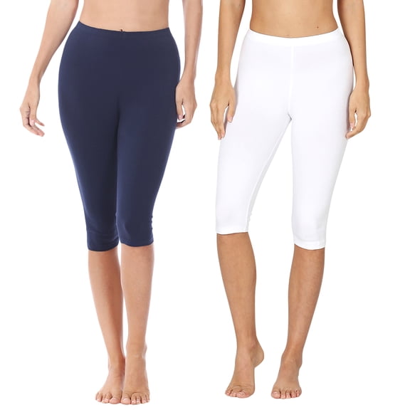 Zenana Women & Plus Essential Basic Cotton Spandex Stretch Below Knee Length 15" Leggings