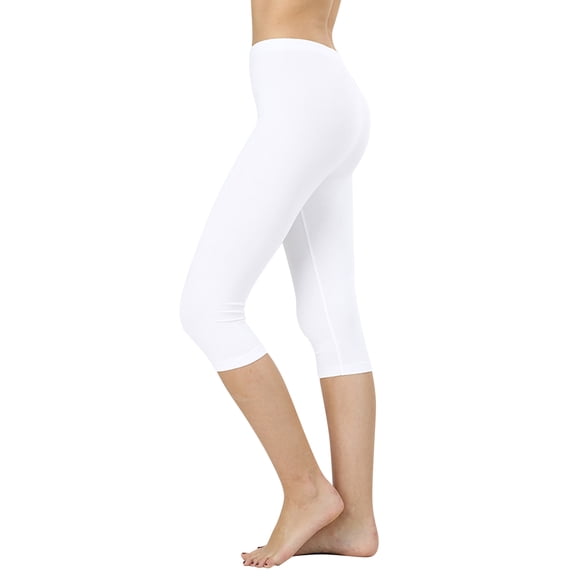 Zenana Women & Plus Essential Basic Cotton Spandex Stretch Below Knee Length 15" Leggings
