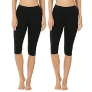 Zenana Women & Plus Essential Basic Cotton Spandex Stretch Below Knee Length 15" Leggings