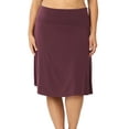 thumbnail image 1 of Zenana Women & Plus Fold Over Banded Waist A-Line Flared Knee Length Midi Skirt, 1 of 5