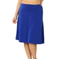 thumbnail image 1 of Zenana Women & Plus Fold Over Banded Waist A-Line Flared Knee Length Midi Skirt, 1 of 5