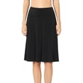 thumbnail image 1 of Zenana Women & Plus Fold Over Banded Waist A-Line Flared Knee Length Midi Skirt, 1 of 5